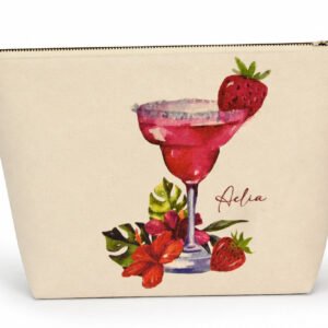 Aelia Strawberry Cocktail Canvas Cosmetic Pouch