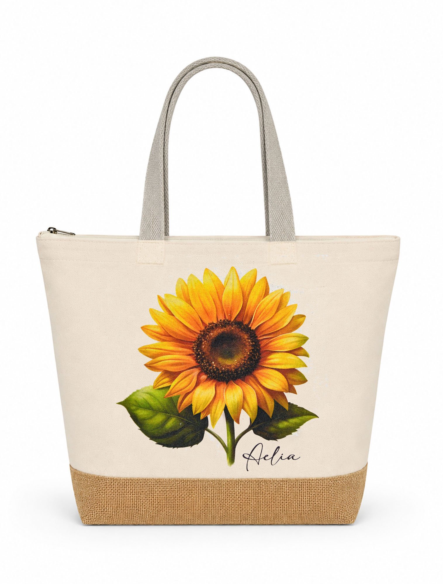 Aelia Sunflower Jute Base Beach Bag
