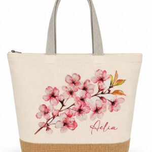 Aelia Cherry Blossom Jute Base Beach Bag