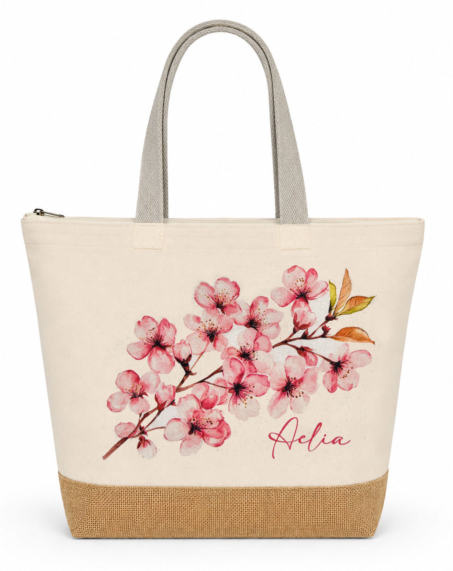 Aelia Cherry Blossom Jute Base Beach Bag